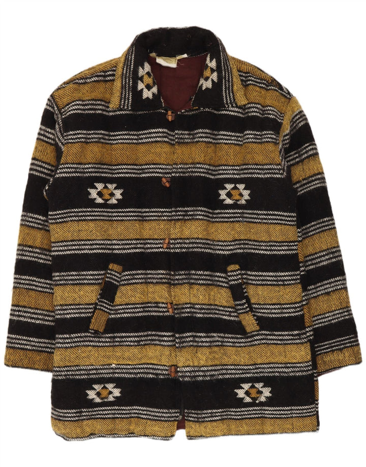 Vintage hombres Duffle abrigo Reino Unido 40 gran lana geométrica multicolor