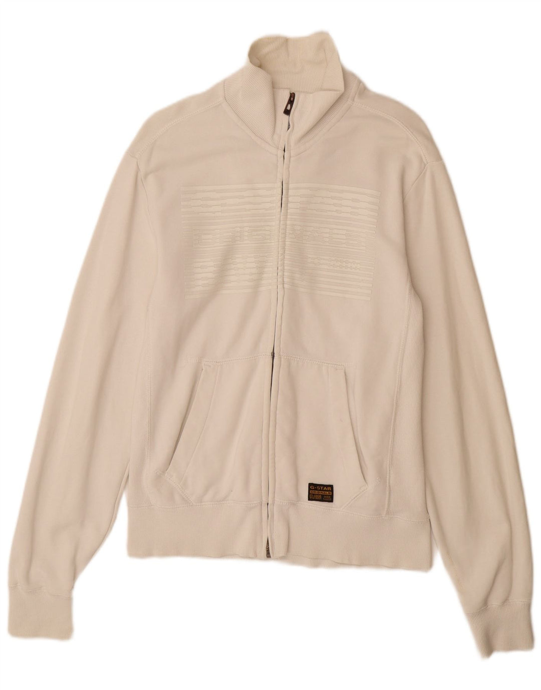 G-STAR Chaqueta de chándal para hombre de algodón blanco mediano