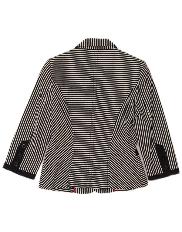 Jasper Conran Chaqueta Blazer de Manga 3/4 para Mujer UK 10 Small Black Pinstripe