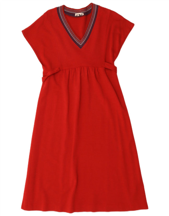 Vintage mujer A-Line vestido Reino Unido 12 rojo medio