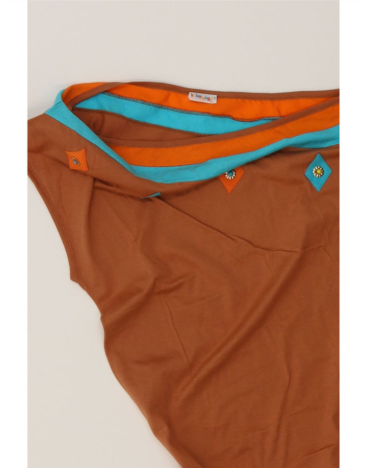 VINTAGE Womens One Shoulder Top IT 42 Medium Brown Cotton Vintage Vintage and Second-Hand Vintage from Messina Hembry 