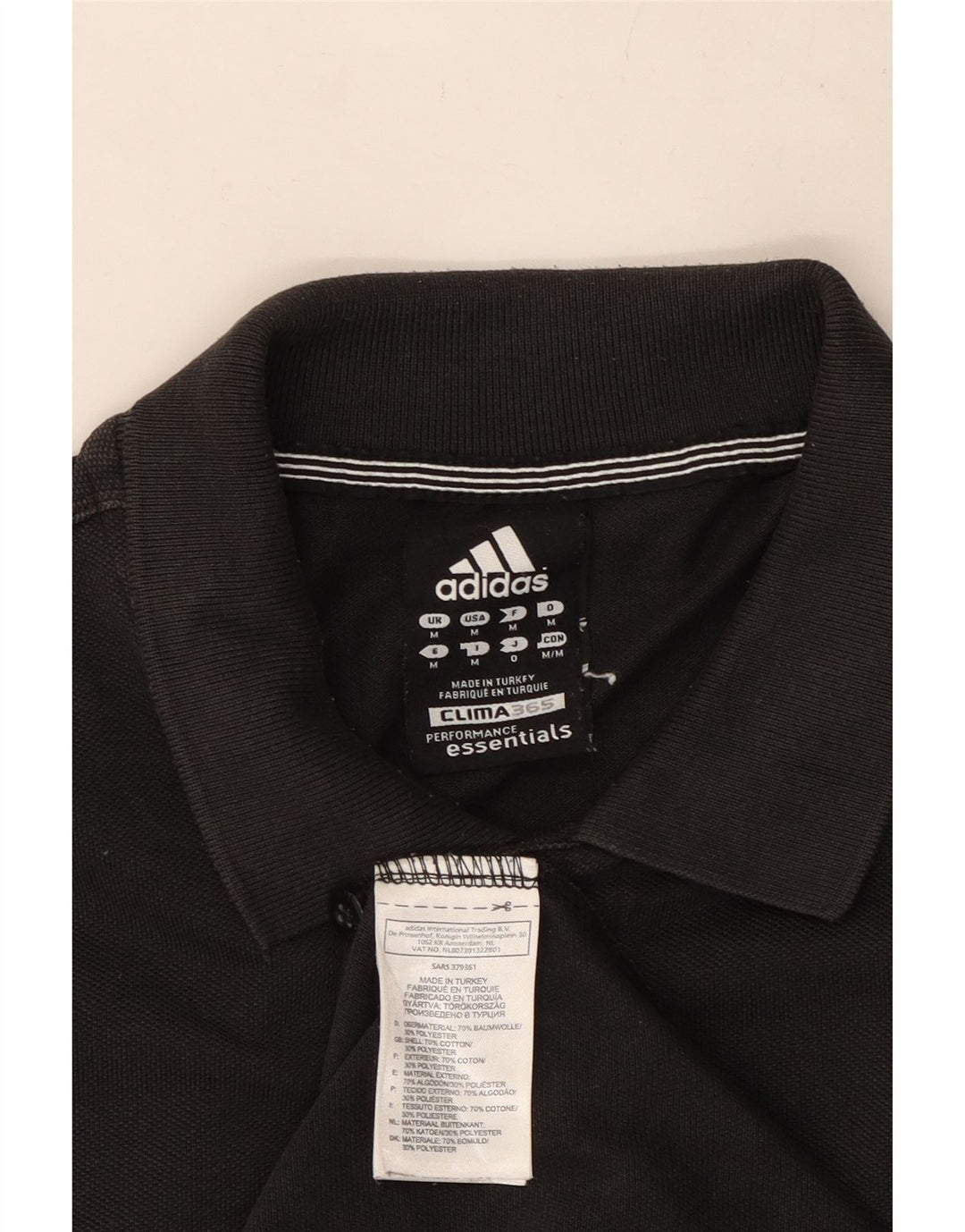 Adidas Mens Clima 365 Polo Camisa Mediana Negro Algodón