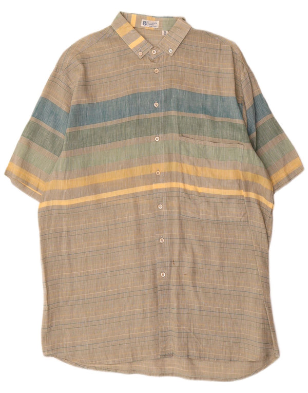Vintage hombres manga corta camisa tamaño 41 16 grande multicolor rayas
