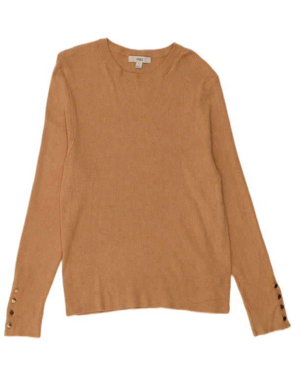 MARKS & SPENCER Womens Boat Neck Jumper Sweater UK 18 XL Beige Viscose