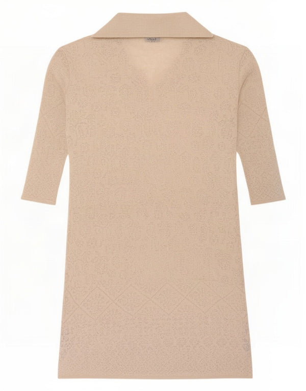 Zara Womens See Through Oversized Jumper Dress UK 18 XL Beige Acrylic