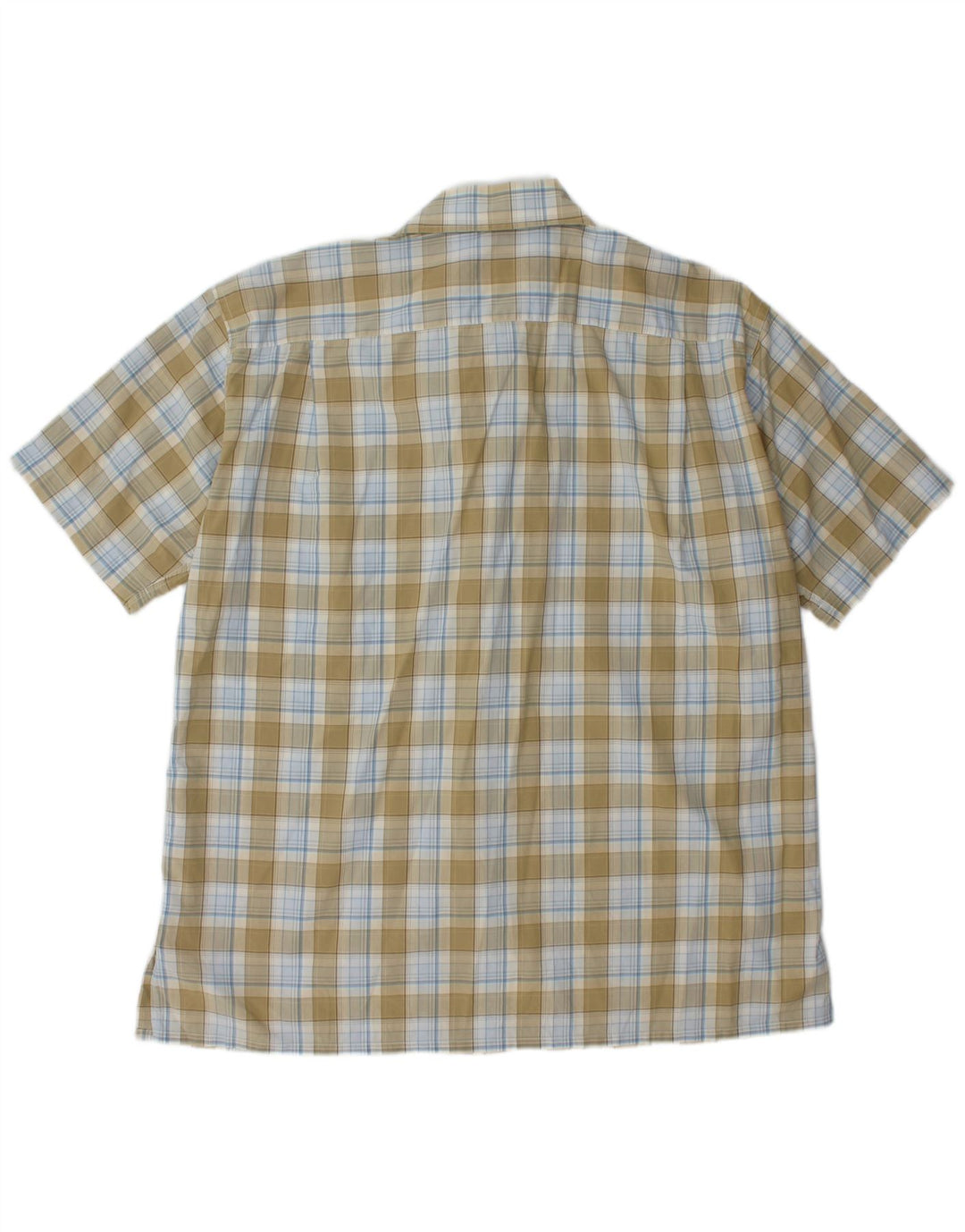 LACOSTE Camisa de manga corta para hombre Talla 46 2XL Cuadros caqui