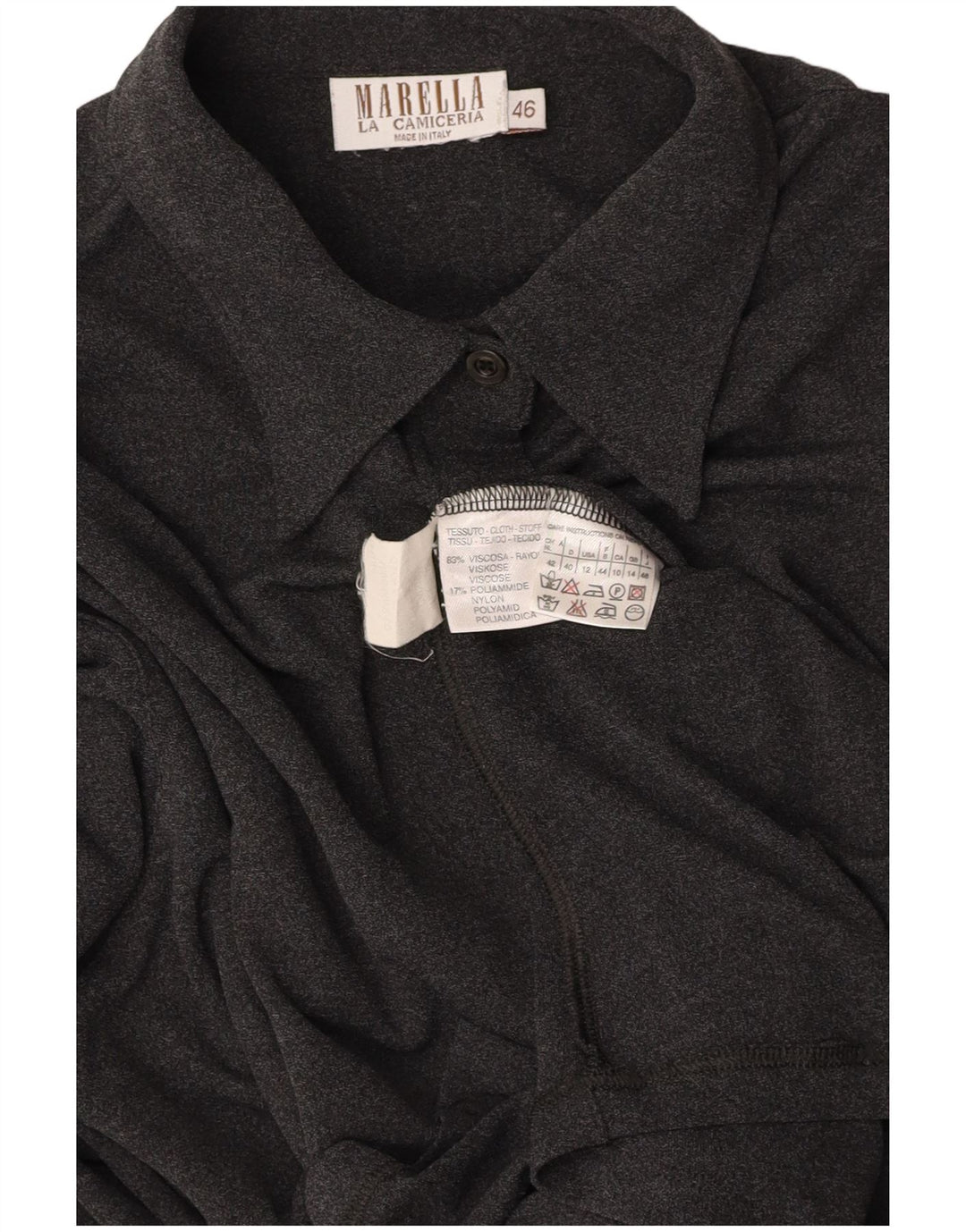 MARELLA Blusa camisera para mujer UK 44 Viscosa gris grande