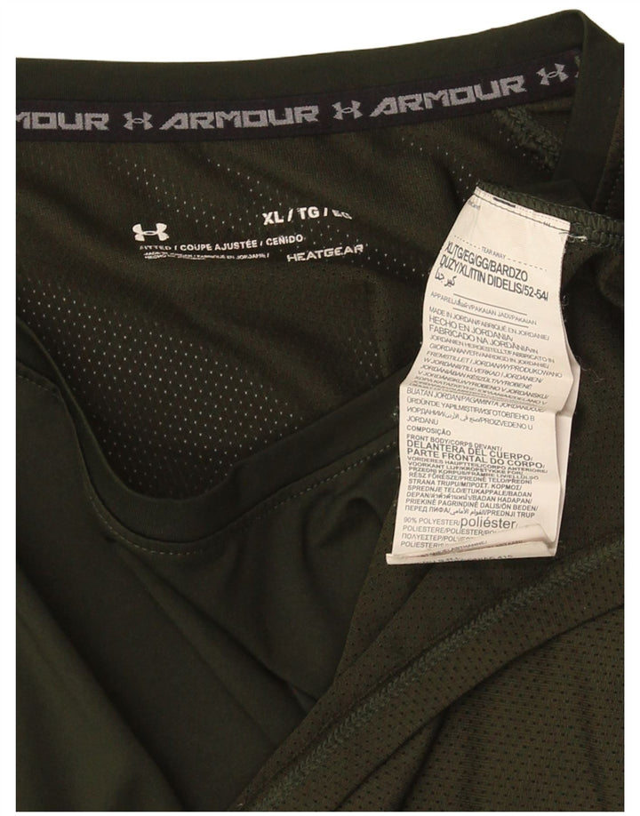 Under Armour Camiseta ajustada para hombre Top XL Poliéster a rayas verdes