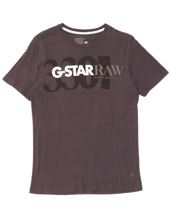 G-Star Hombre 3301 Graphic Camiseta Top Grande Algodón Negro