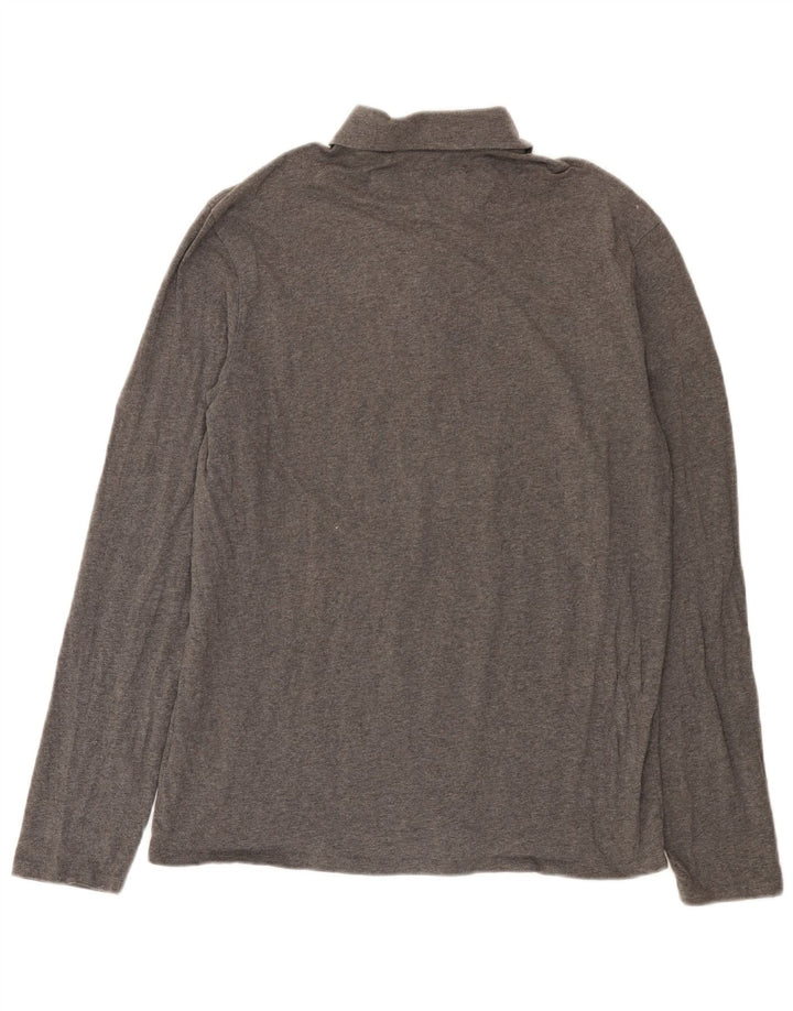 Guess Polo de manga larga para hombre de algodón gris grande