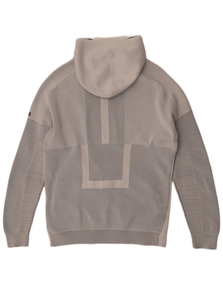ADIDAS Sudadera con capucha y cremallera para hombre, color gris medio, a rayas