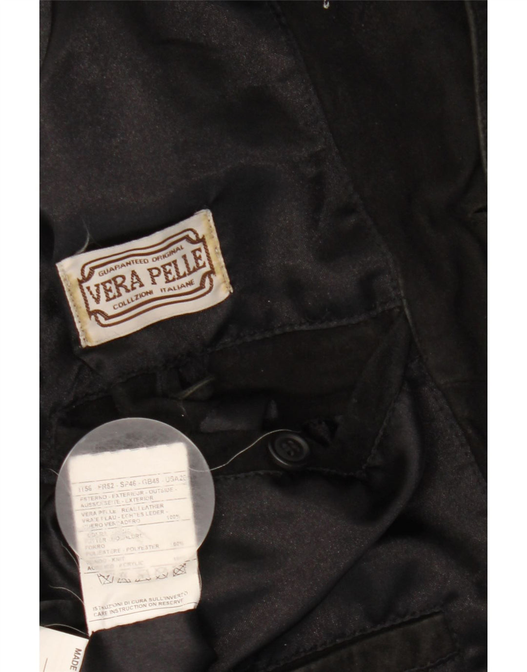 Vintage hombres ante bomber chaqueta Reino Unido 40 cuero negro grande