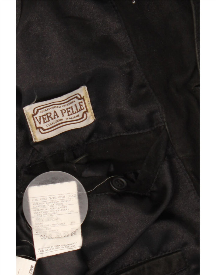 Vintage hombres ante bomber chaqueta Reino Unido 40 cuero negro grande