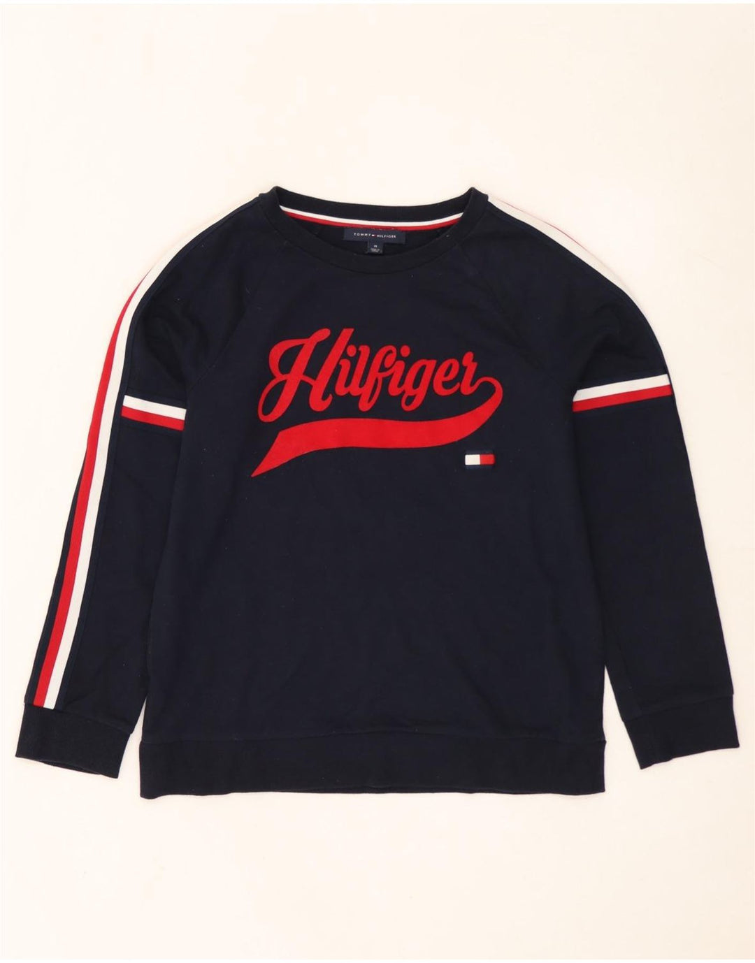 Tommy Hilfiger Sudadera gráfica para mujer Jumper UK 14 Medium Azul marino