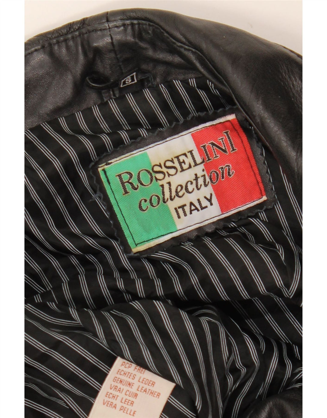 Vintage mujer crop cuero biker chaqueta Reino Unido 8 pequeño cuero negro