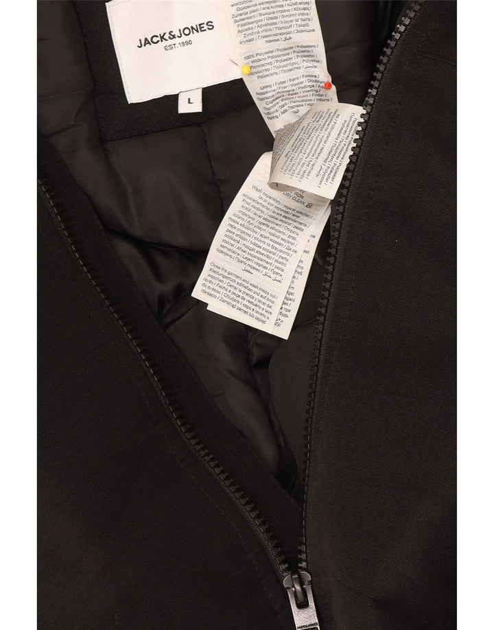 Jack & Jones Chaqueta parka con capucha para hombre UK 40 Large Poliéster negro