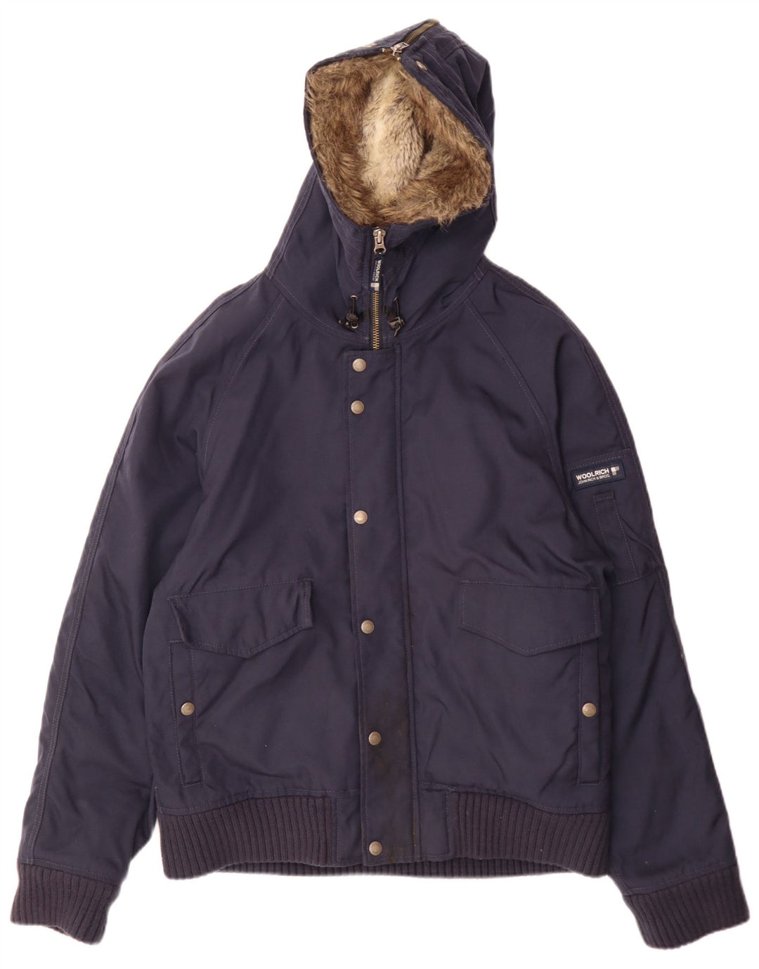 Woolrich Chaqueta bomber con capucha para hombre UK 38 Medium Azul marino Nylon