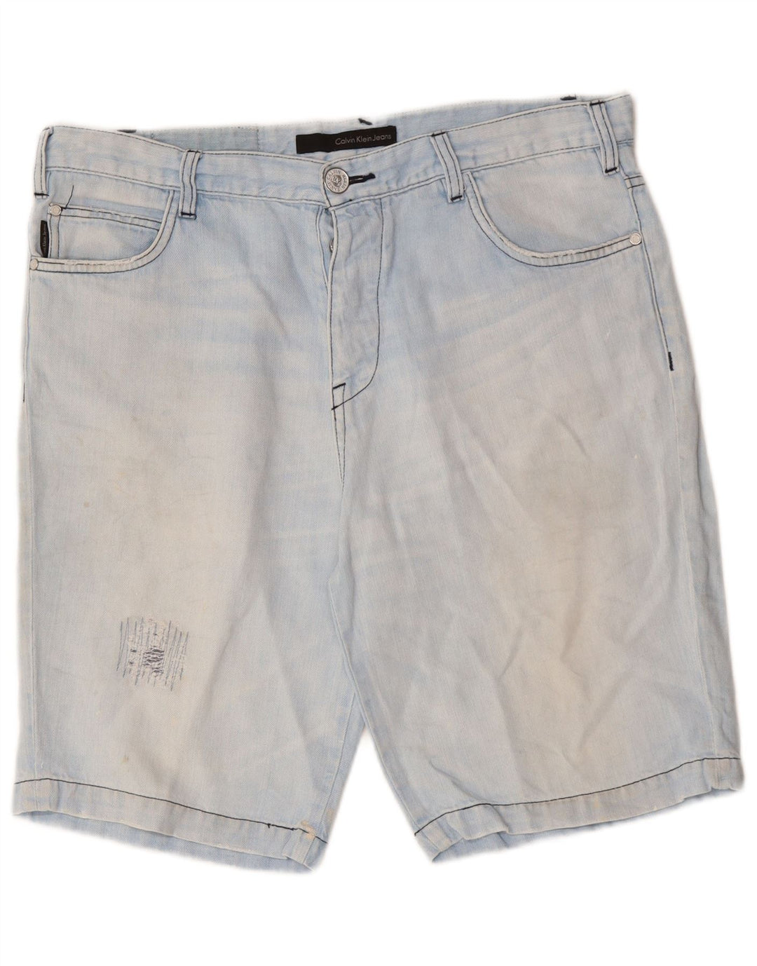 Calvin Klein Pantalones cortos de mezclilla desgastados para hombre W36 Azul grande
