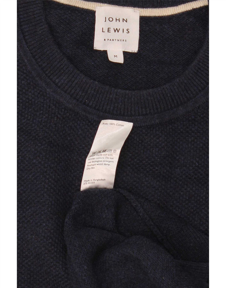 John Lewis - Jersey de cuello redondo para hombre, color azul marino mediano, algodón