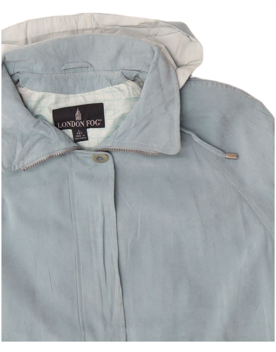 LONDON FOG Chaqueta cortavientos con capucha para mujer UK 46 Poliéster azul grande