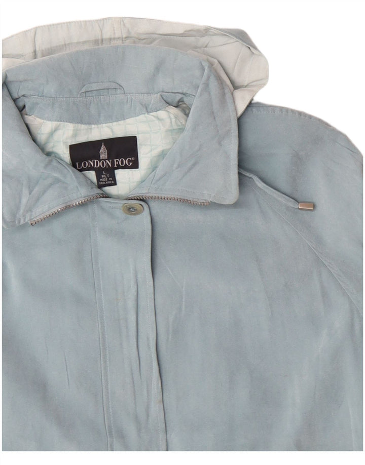 LONDON FOG Chaqueta cortavientos con capucha para mujer UK 46 Poliéster azul grande