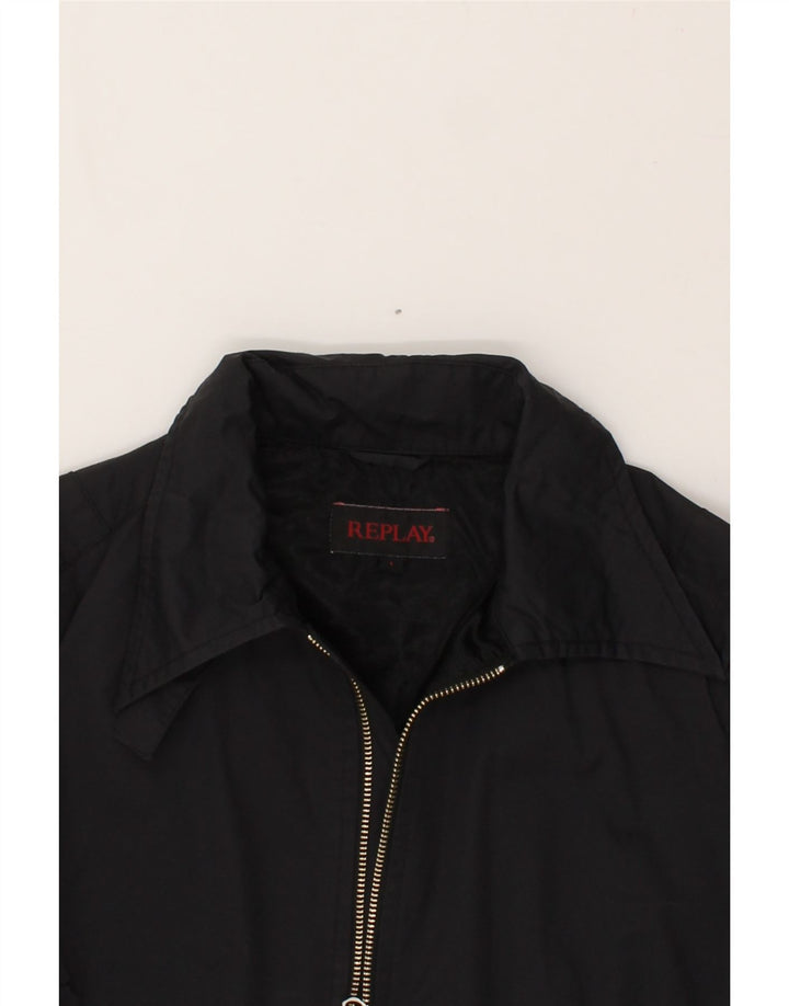 REPLAY Chaqueta bomber gráfica para mujer UK 40 Grande Algodón negro