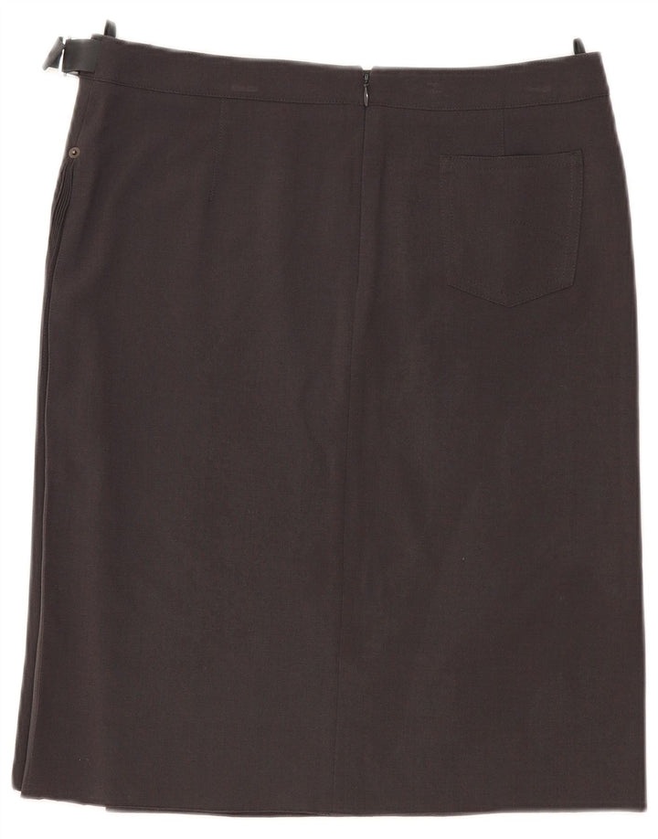Armani Falda recta para mujer UK 44 Grande W32 Poliéster gris