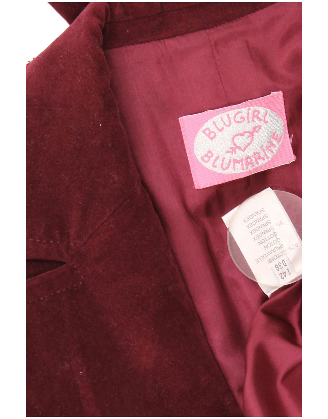 Blugirl Blumarine Chaqueta tipo blazer con 1 botón para mujer IT 42 Medium Borgoña