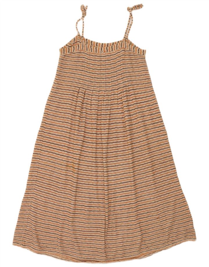 Vintage mujer punto slip vestido Reino Unido 12 medio multicolor rayas