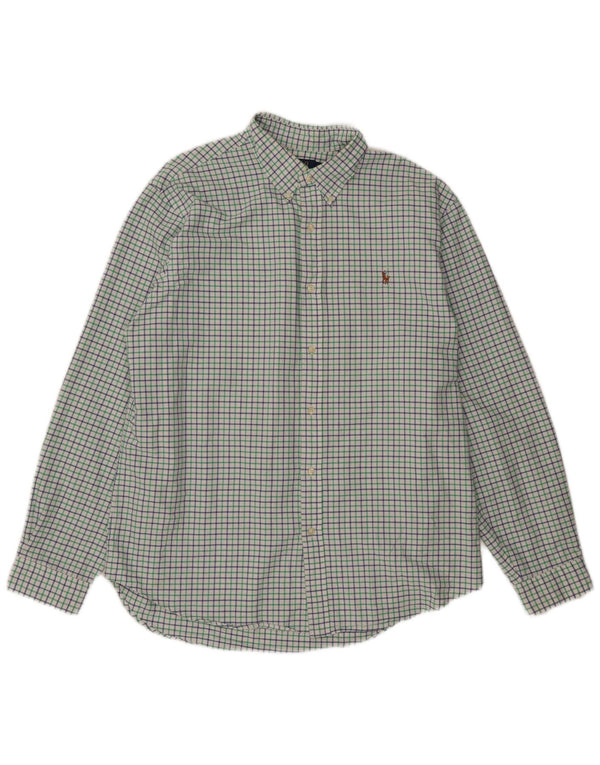 Polo Ralph Lauren Camisa de ajuste personalizado para hombre 2XL Algodón a cuadros blancos