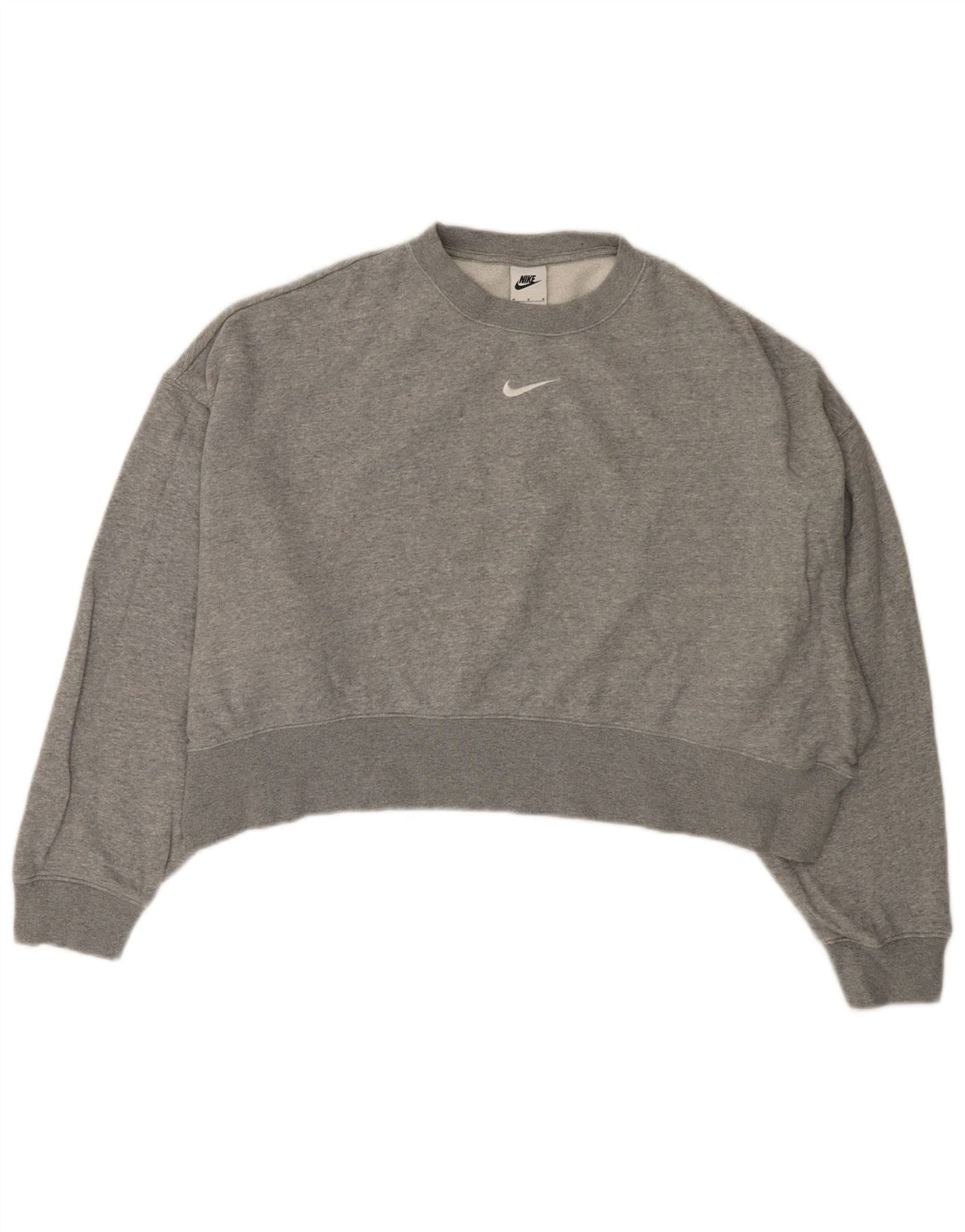 NIKE Sudadera corta extragrande para mujer UK 14 Algodón gris medio