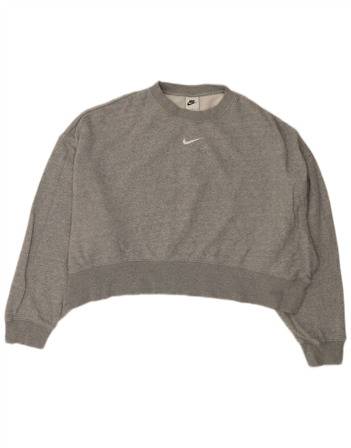 NIKE Sudadera corta extragrande para mujer UK 14 Algodón gris medio