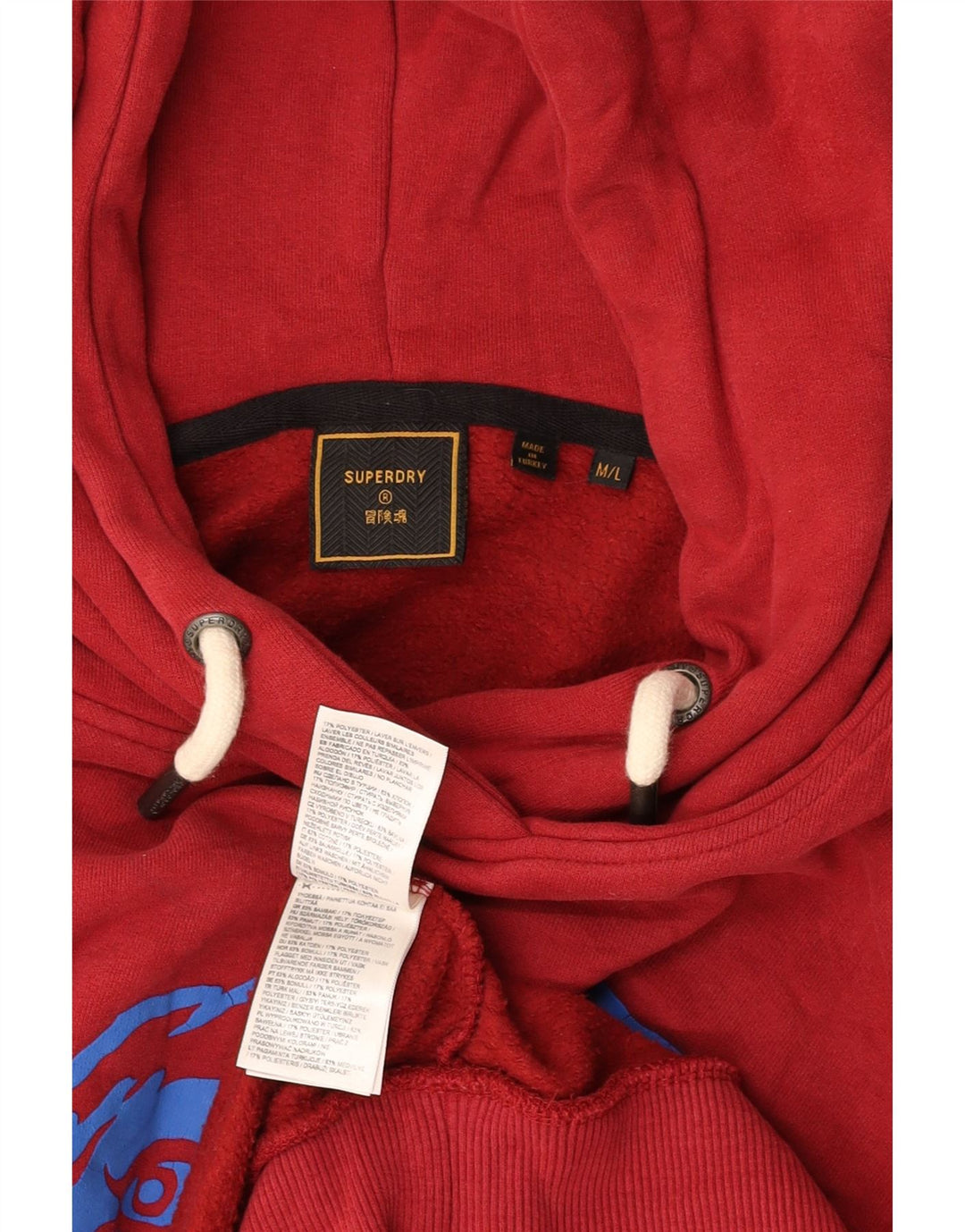 SUPERDRY Jersey con capucha y estampado gráfico de algodón en color burdeos medio para hombre