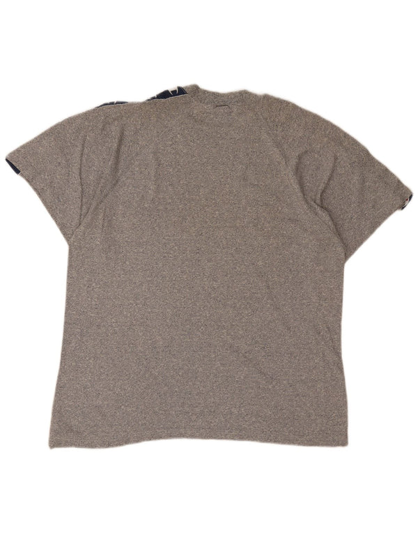 Champion Camiseta gráfica para hombre Top grande de algodón gris con bloques de color