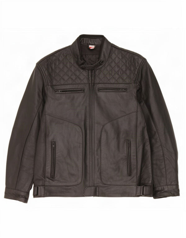 Texpeed Chaqueta de cuero para hombre Reino Unido 40 Grande Negro