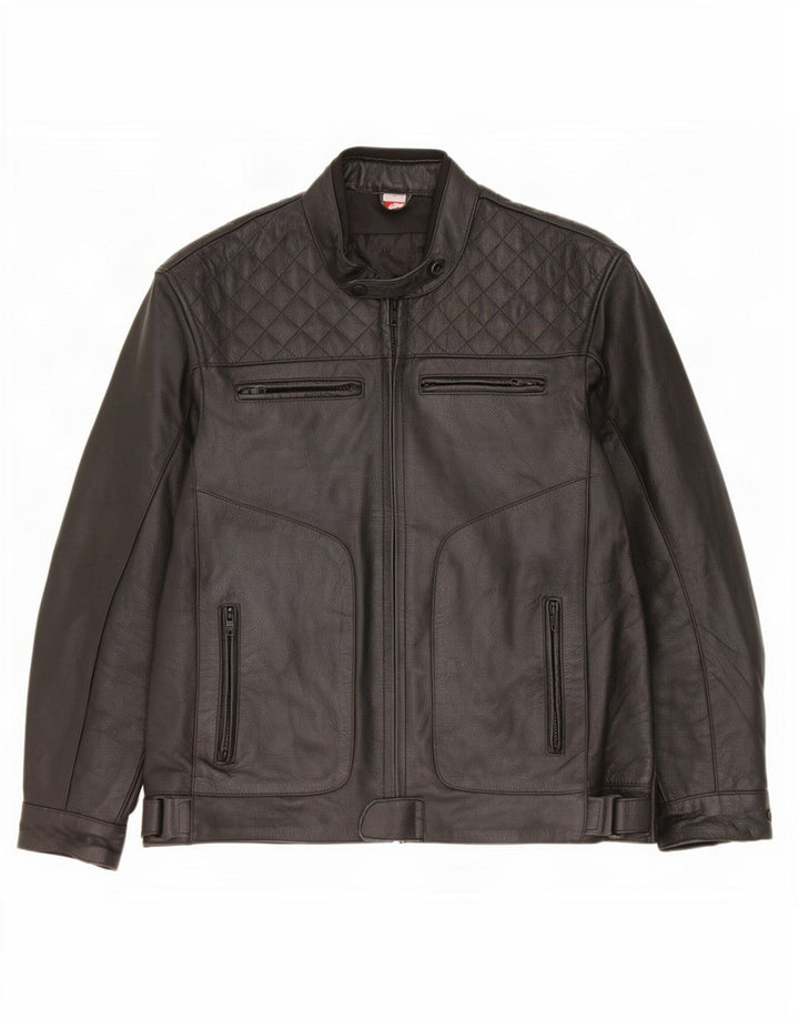 Texpeed Chaqueta de cuero para hombre Reino Unido 40 Grande Negro