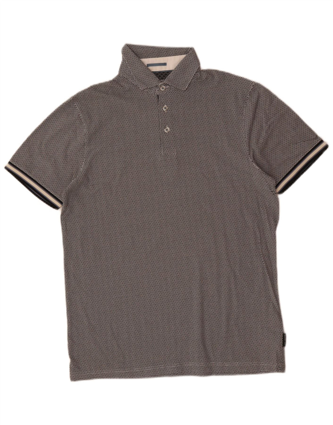 Ted Baker Polo para hombre talla 2 pequeño algodón a cuadros gris