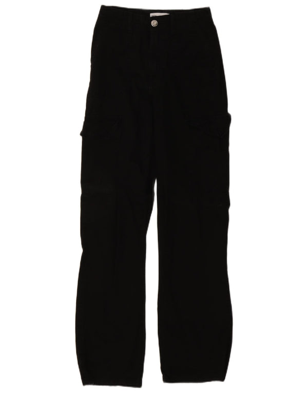 Zara Mujer Pantalones Cargo Rectos EU 32 2XS W22 L29 Algodón Negro