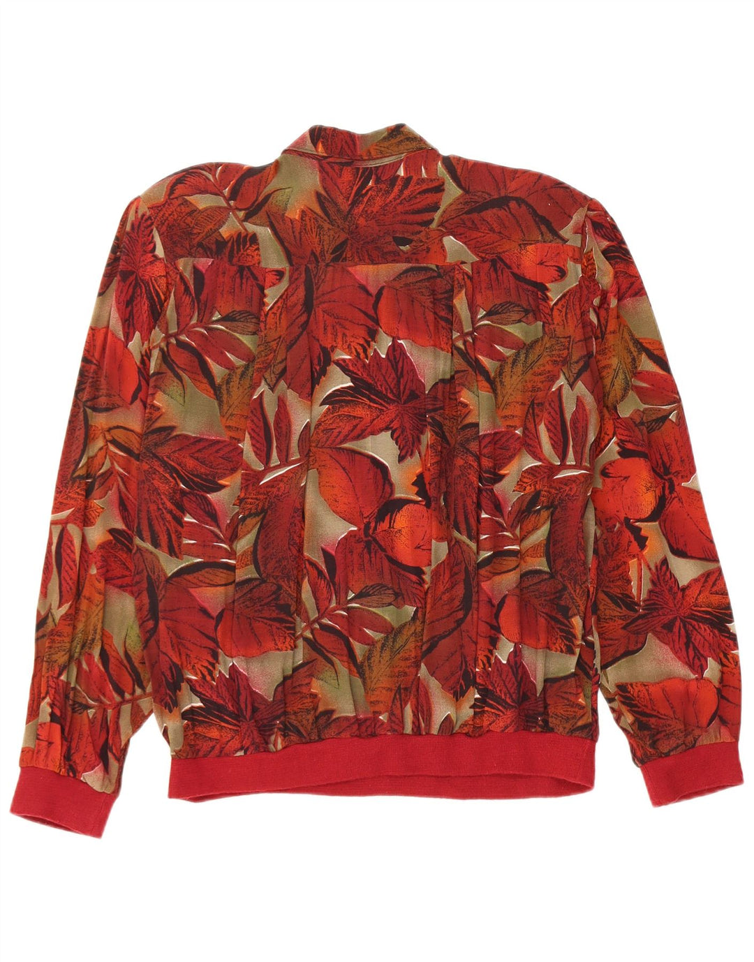 Vintage mujer pullover camisa blusa Reino Unido 16 gran viscosa floral roja