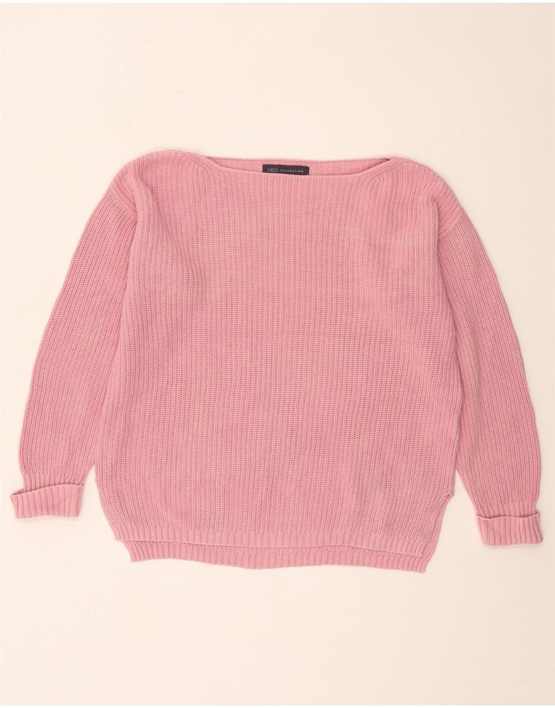 Marks & Spencer Suéter tipo jersey de gran tamaño con cuello barco para mujer UK 10 Small Pink