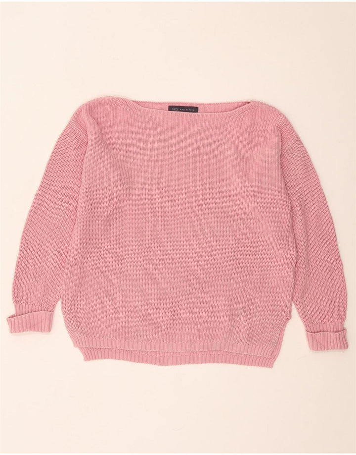 Marks & Spencer Suéter tipo jersey de gran tamaño con cuello barco para mujer UK 10 Small Pink