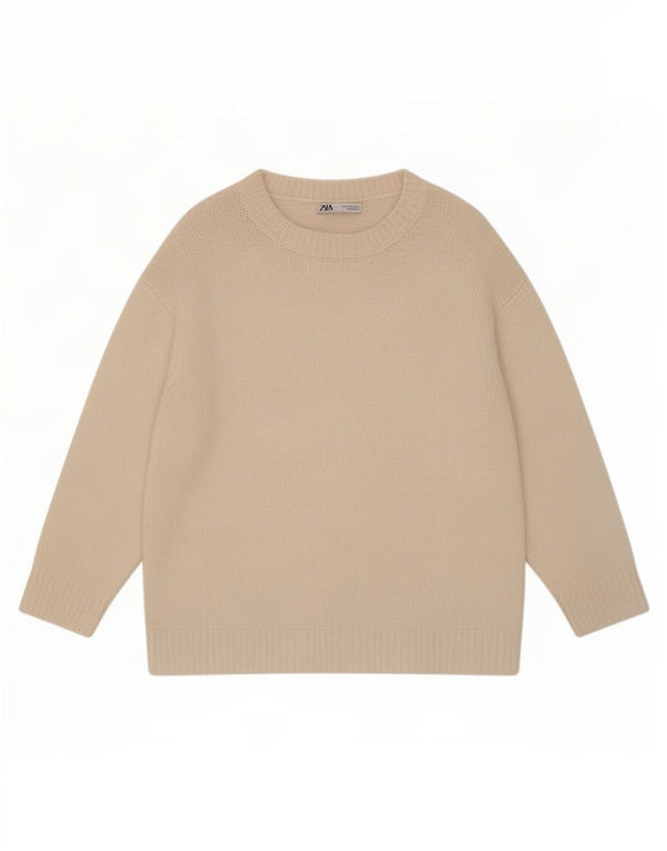 Zara Jersey de gran tamaño con cuello barco para mujer UK 10 Small Off White