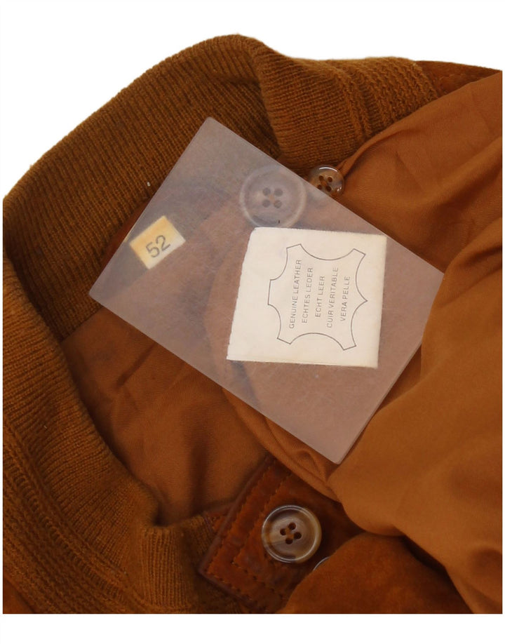 Vintage hombres ante bomber chaqueta IT 52 XL cuero marrón