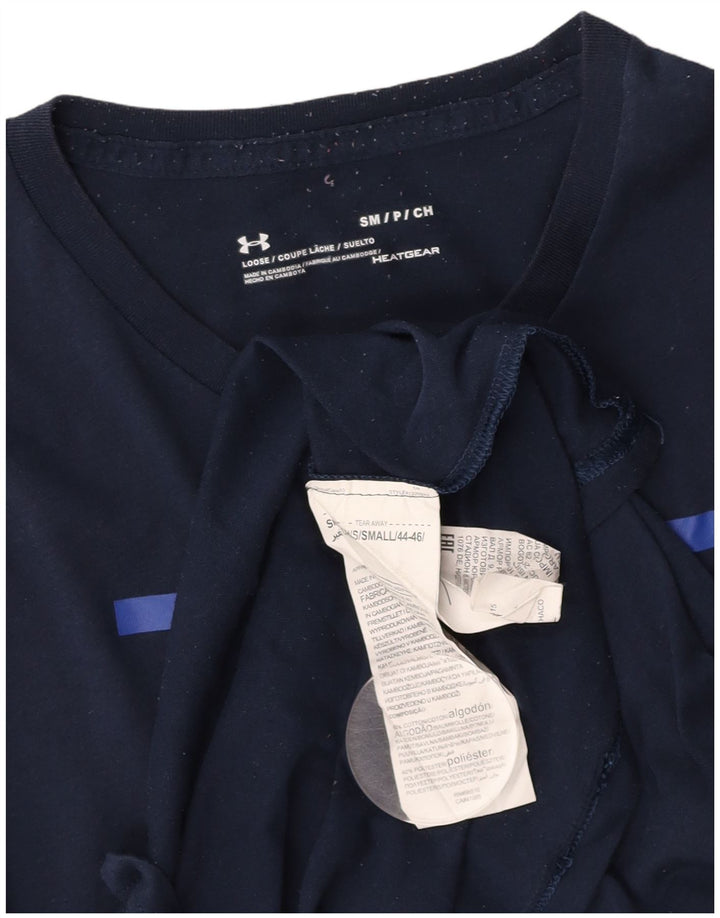 UNDER ARMOUR Camiseta gráfica Heat Gear para hombre Top pequeño de algodón azul marino