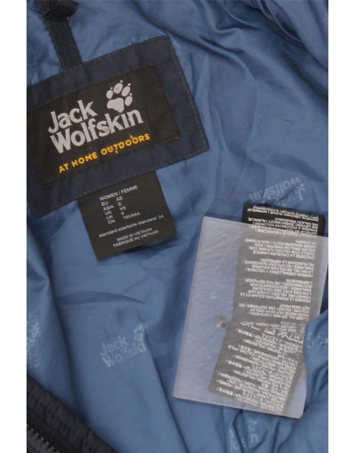 JACK WOLFSKIN Abrigo acolchado con capucha para mujer UK 6 XS Azul marino Poliéster