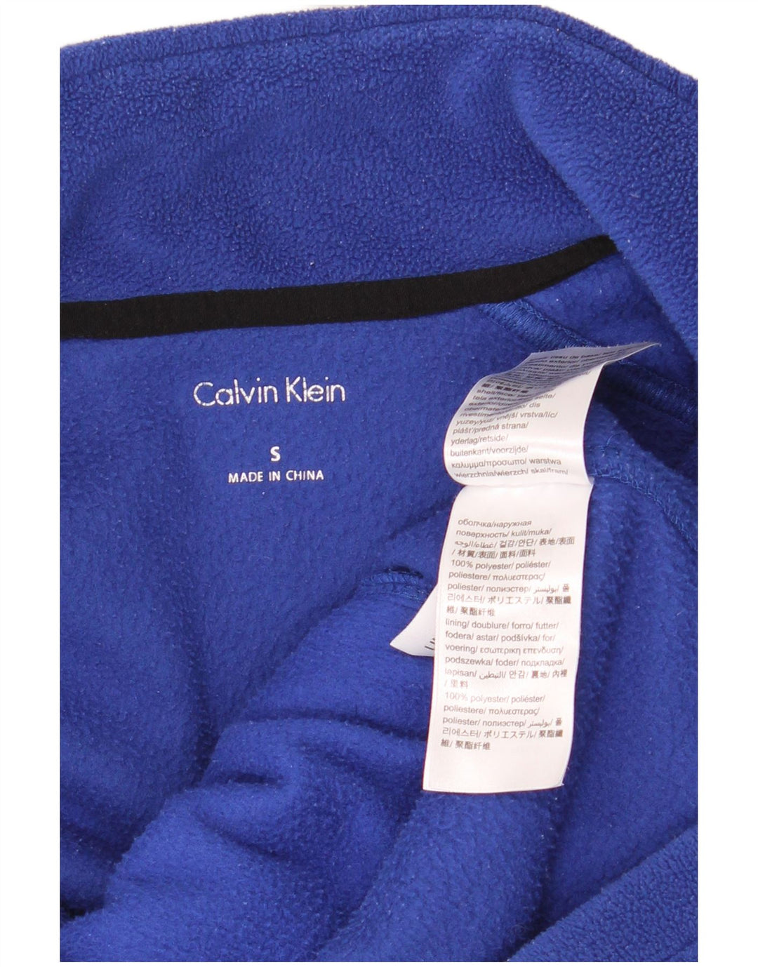 Calvin Klein Chaqueta de forro polar gráfica para mujer UK 10 Small Blue Colourblock