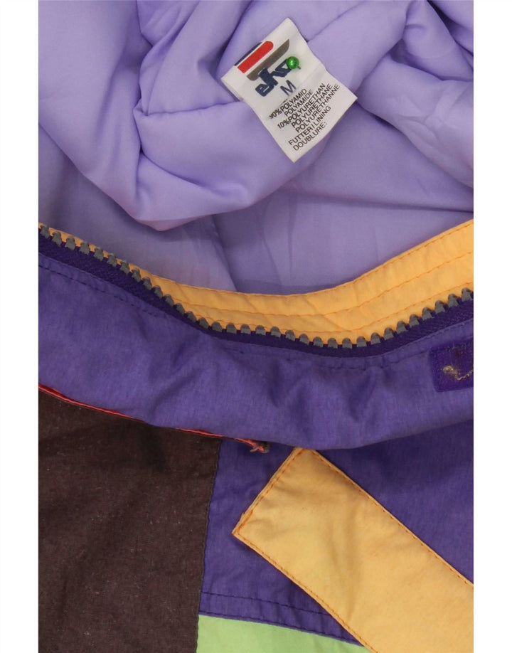 Vintage hombres gráfico chaqueta de esquí Reino Unido 38 medio multicolor colorblock