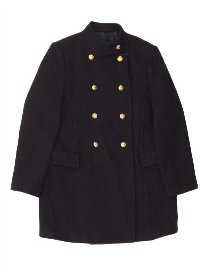 Zara Mujer Abrigo Cruzado ES 40 XL Lana Azul Marino