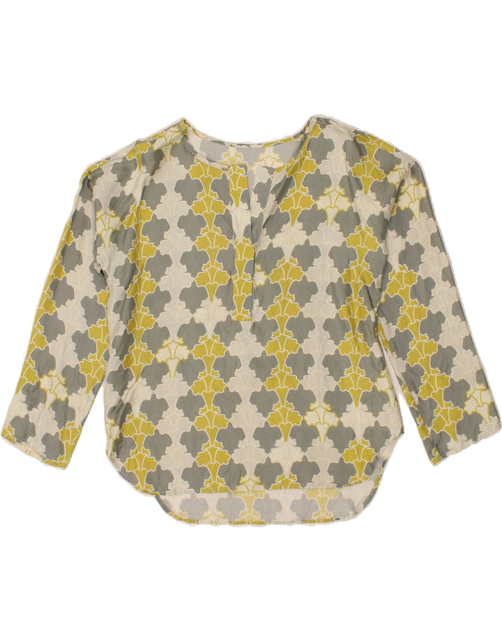 VINTAGE Womens Abstract Pattern Blouse Top UK 14 Medium Grey Vintage Vintage and Second-Hand Vintage from Messina Hembry 