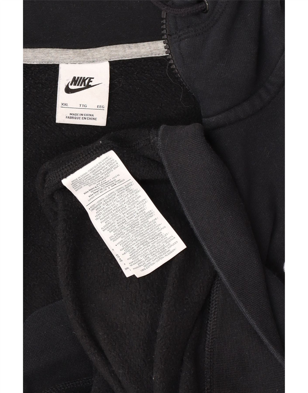 Nike - Sudadera con capucha y cremallera para hombre, talla 2XL, algodón negro